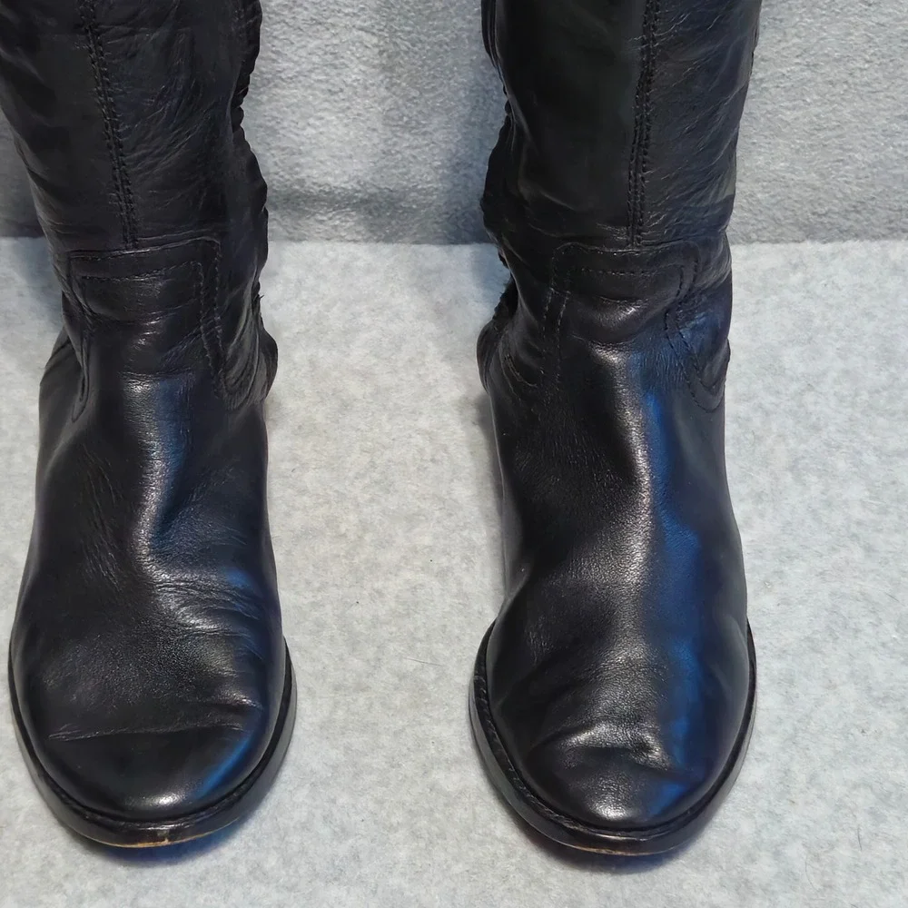 Sam Edelman Pierce Tall Boot Women 8M Black Leather Over The Knee Buckle Button
